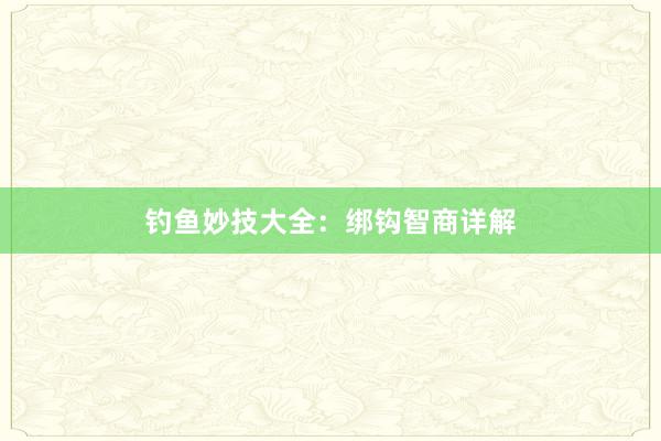 钓鱼妙技大全：绑钩智商详解