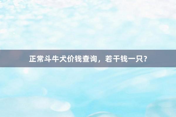 正常斗牛犬价钱查询，若干钱一只？