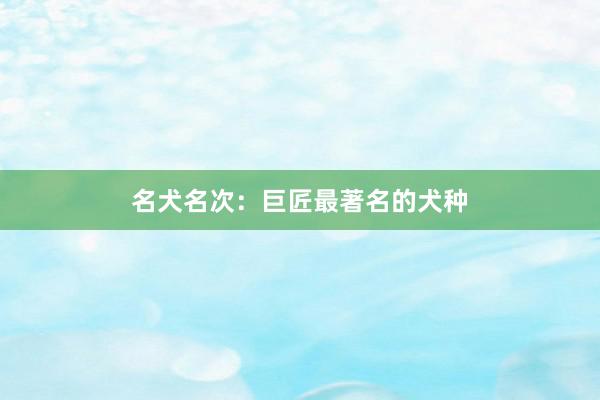 名犬名次：巨匠最著名的犬种
